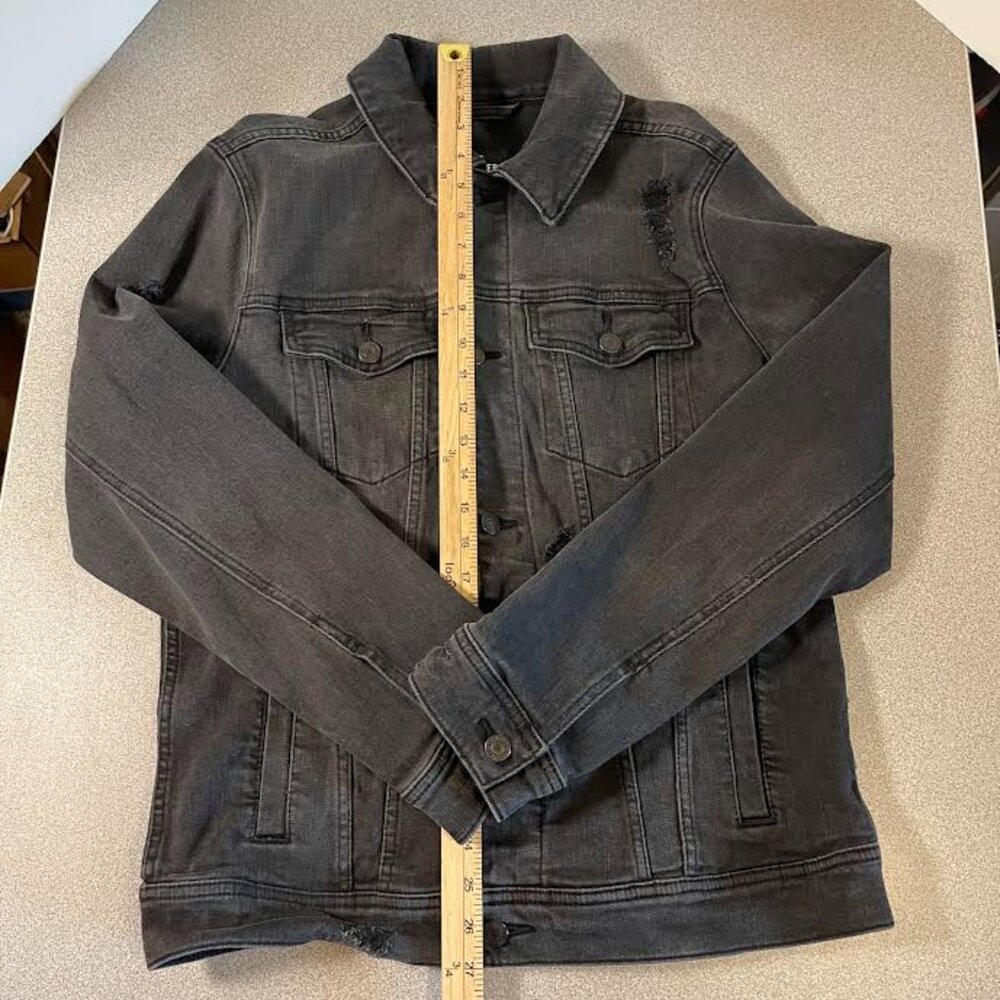 Hollister Black Denim Distressed Jacket Size Medium